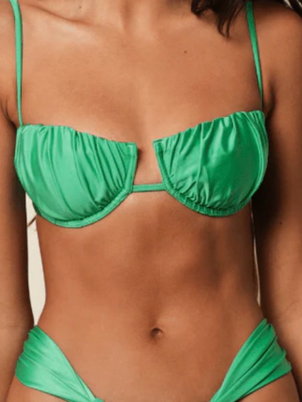 Montce Emerald Shimmer Petal Bikini Top